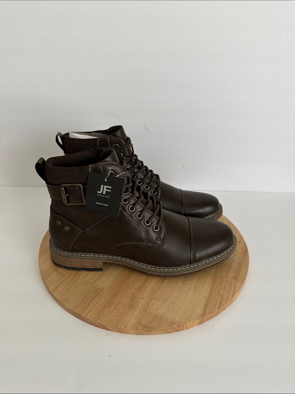 J. Ferrar Mens Slate Block Heel Lace Up Boots
